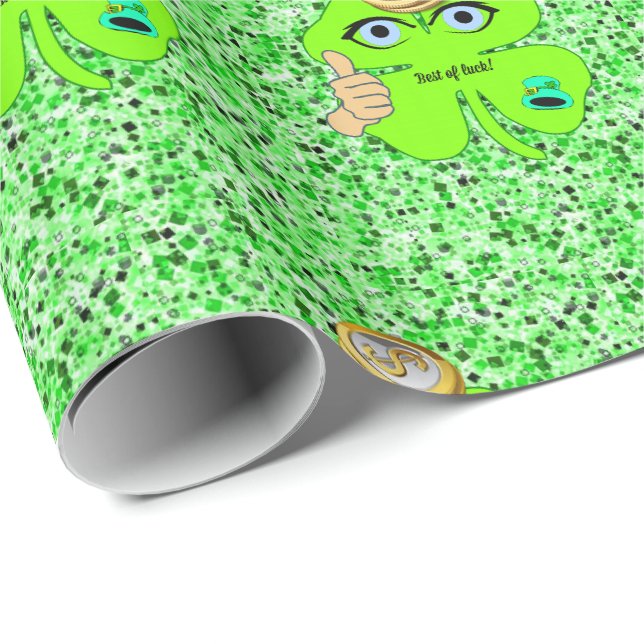 Cadeau Papier d'emballage Saint-Patrick Trèfle (Coin rond)