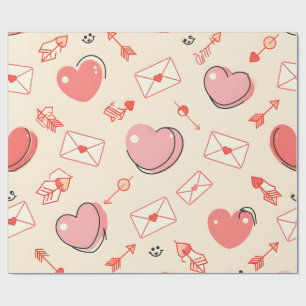 Cadeau Papier d'emballage Saint-Valentin à flèches et let