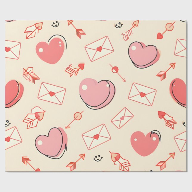 Cadeau Papier d'emballage Saint-Valentin à flèches et let (Plat)