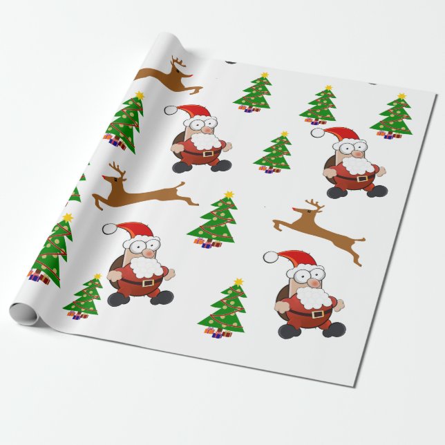 Cadeau Papier d'emballage Santa Holiday Fun (Déroulé)