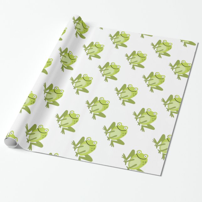 Cadeau Papier d'emballage sautant vert heureux de (Déroulé)