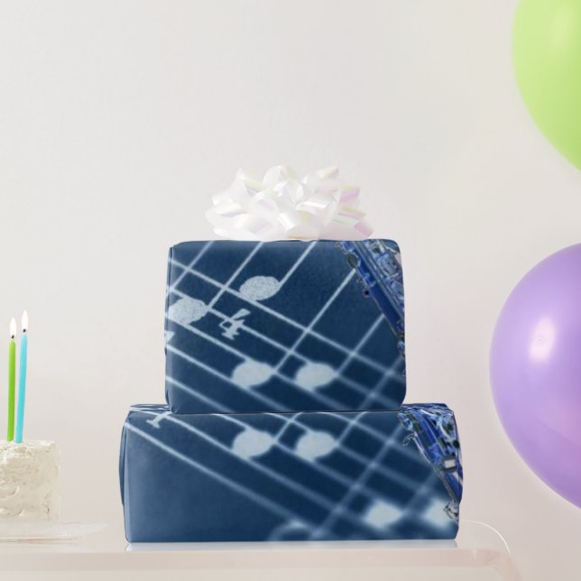 Cadeau Papier d'emballage Saxophone Bleu (Cadeaux de fête)