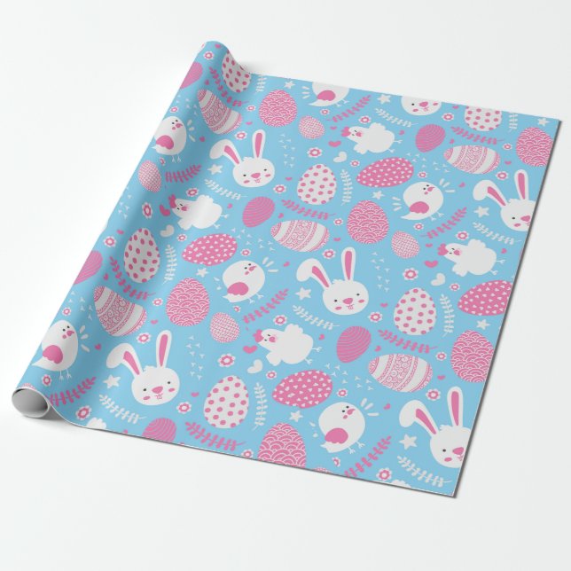 Cadeau Papier d'emballage simple de motif rose et bleu de (Déroulé)