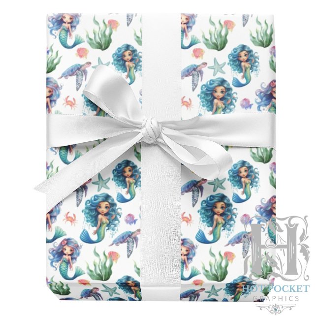 Cadeau Papier d'emballage Sirène Bleue (Créateur téléchargé)