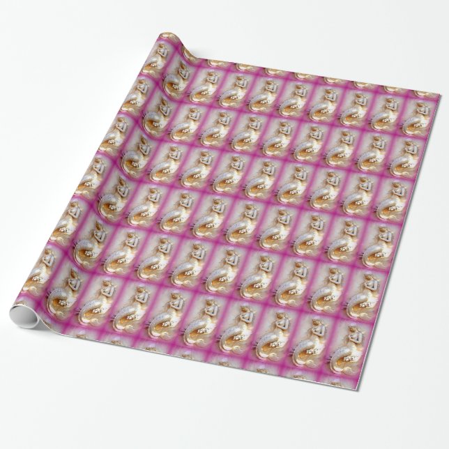 Cadeau papier d'emballage sirène rose (Déroulé)