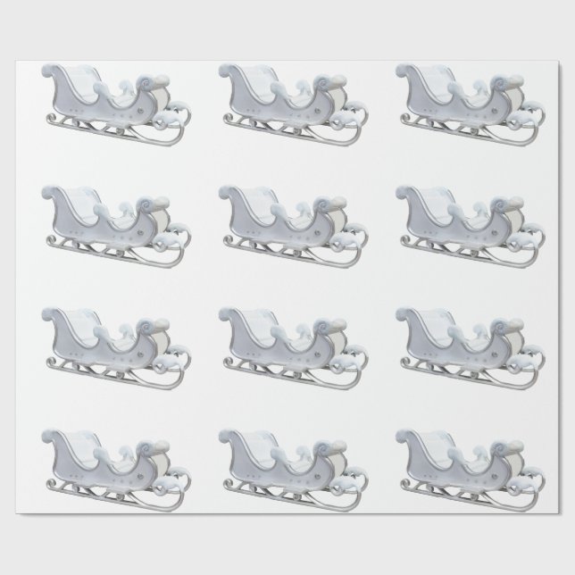 Cadeau Papier d'emballage Sleigh blanc (Plat)