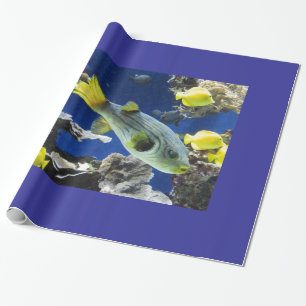 Cadeau papier d'emballage, sous la mer, poisson