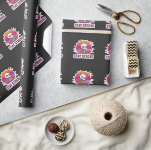 Cadeau Papier d'emballage squelette mignon restez fort