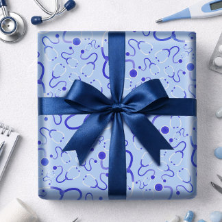 Cadeau Papier d'emballage Stéthoscope Thème Santé Bleu