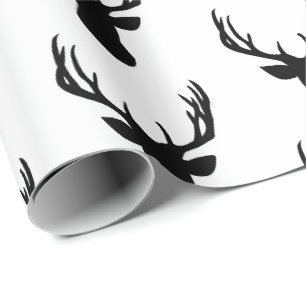 Cadeau Papier d'emballage - Tête de cerf noir et blanc