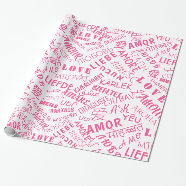 Cadeau Papier d'emballage texte amour multilingue Choisis (Déroulé)
