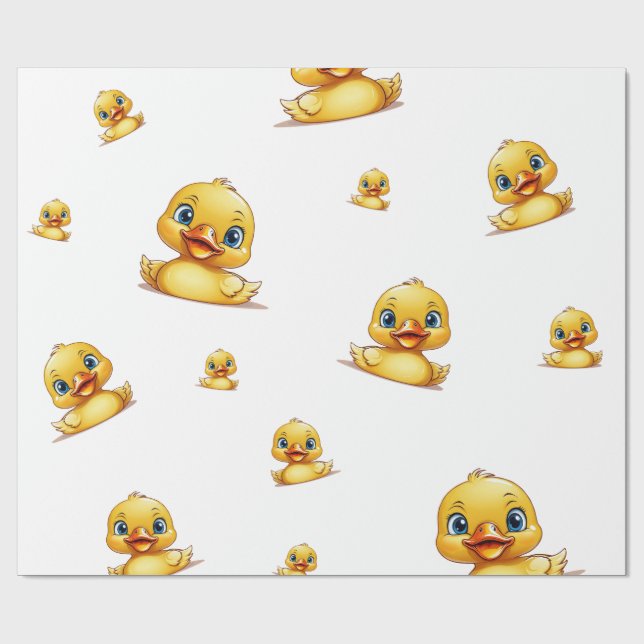 Cadeau Papier d'emballage - Thème Canard en Caoutchouc (Plat)
