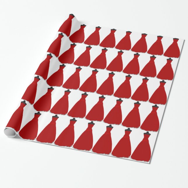 Cadeau Papier d'emballage thème robe rouge (Déroulé)