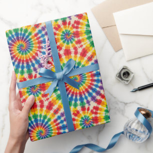 Cadeau Papier d'emballage Tie Dye Psychédélique Arc-en-Ci