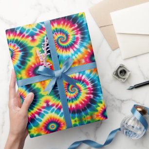 Cadeau Papier d'emballage Tie Dye Psychédélique Arc-en-Ci