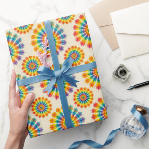 Cadeau Papier d'emballage Tie Dye Psychédélique Arc-en-ci
