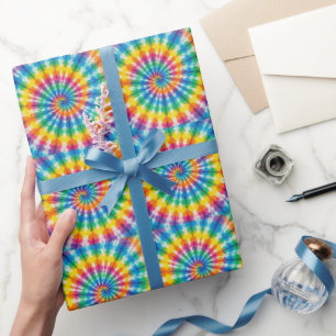 Cadeau Papier d'emballage Tie Dye Psychédélique Arc-en-ci