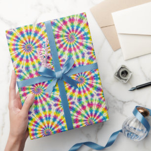 Cadeau Papier d'emballage Tie Dye Psychédélique Arc-en-Ci