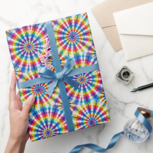 Cadeau Papier d'emballage Tie Dye Psychédélique Arc-en-Ci
