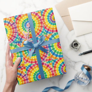 Cadeau Papier d'emballage Tie Dye Psychédélique Arc-en-Ci