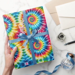 Cadeau Papier d'emballage Tie Dye Psychédélique Arc-en-Ci
