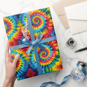 Cadeau Papier d'emballage Tie Dye Psychédélique Arc-en-Ci