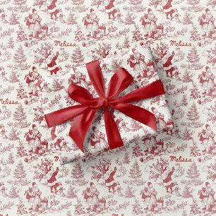 Cadeau Papier d'emballage toile de Santa rouge vintage