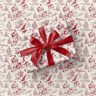 Cadeau Papier d'emballage toile de Santa rouge vintage