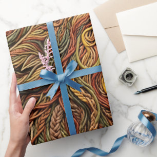Cadeau Papier d'emballage ton terre tête de loup abstrait
