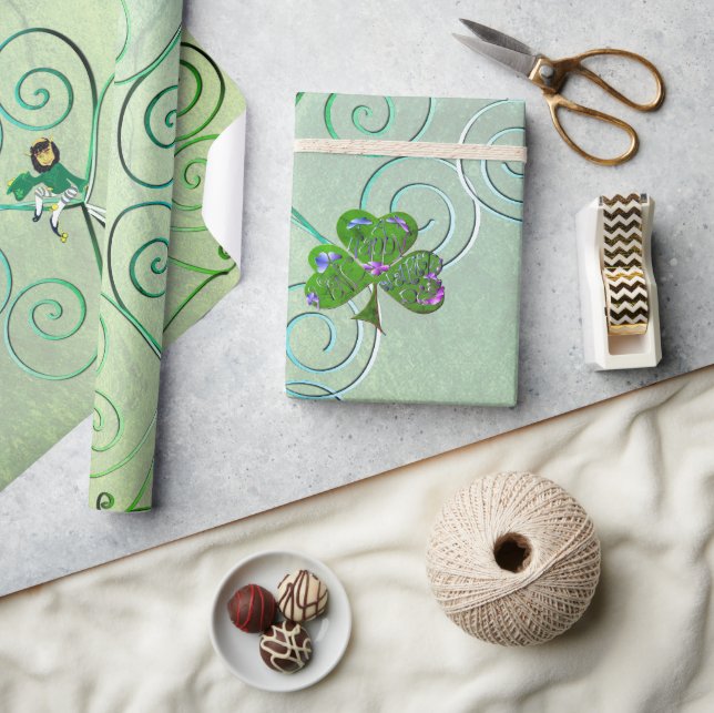 Cadeau Papier d'emballage Trèfle de lutin (Artisanat)