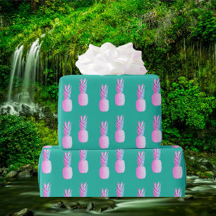 Cadeau Papier d'emballage tropical Ananas Rose