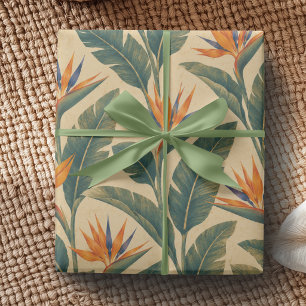 Cadeau Papier d'emballage tropical Oiseau de Paradis Rétr