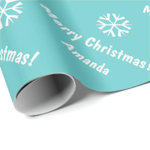 Cadeau Papier d'emballage Turquoise Noël Personnalisé