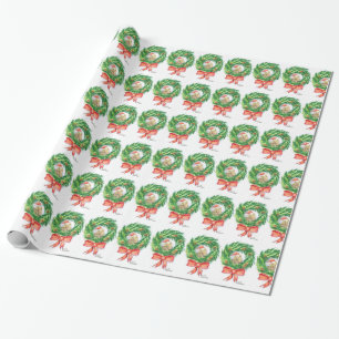 Cadeau Papier d'emballage unique de Noël Kiwi et couronn