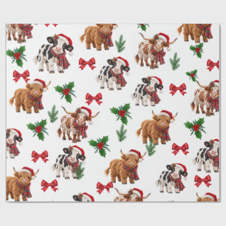 Cadeau Papier d'emballage Vaches de Noël