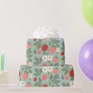 Cadeau Papier d'emballage végétal vert fraise