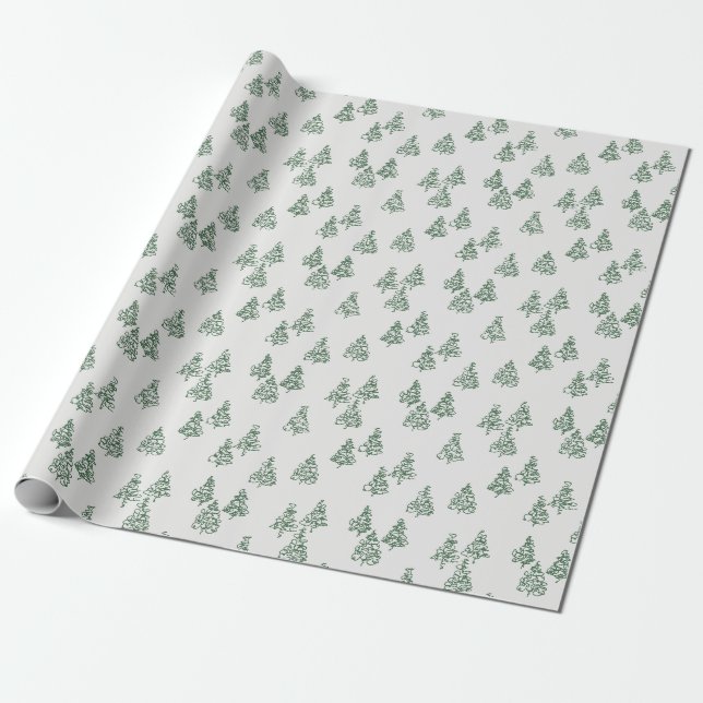 Cadeau Papier d'emballage (vert) d'arbres de Noël (Déroulé)