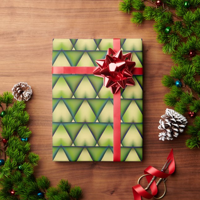 Cadeau Papier d'emballage vert moderne géométrique (Cadeau de vacances)
