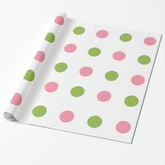 Cadeau Papier d'emballage vert pomme de point de polka de