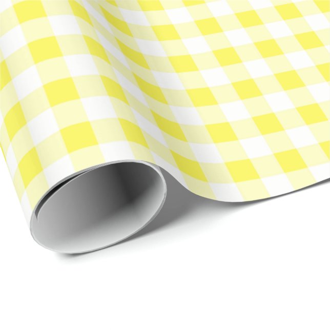 Cadeau Papier d'emballage, Vichy jaune (Coin rond)