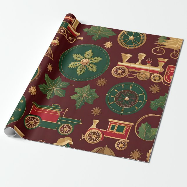 Cadeau papier d'emballage victorien de noël (Déroulé)