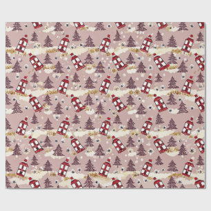 Cadeau Papier d'emballage Village d'hiver Cozy