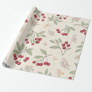 Cadeau Papier d'emballage vintage aquarelle cerise