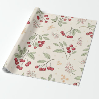 Cadeau Papier d'emballage vintage aquarelle cerise