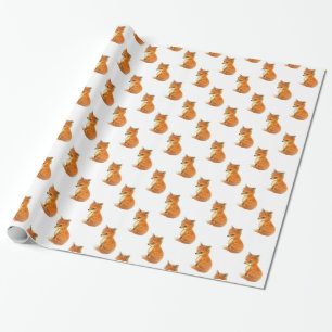 Cadeau Papier d'emballage vintage de Fox de bébé