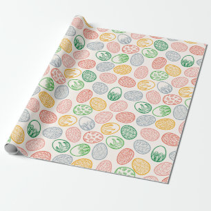 Cadeau Papier d'emballage vintage du motif   d'oeufs de