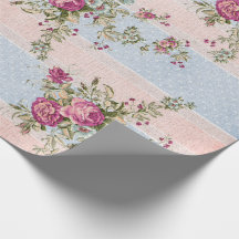 Papier d'emballage vintage floral et de rayures