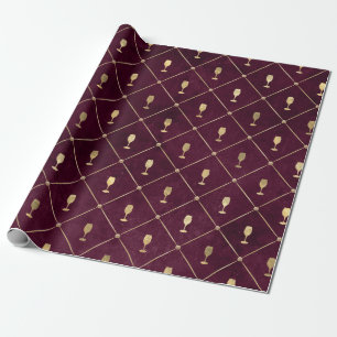 Cadeau Papier d'emballage vintage Paris Bourgogne et or g
