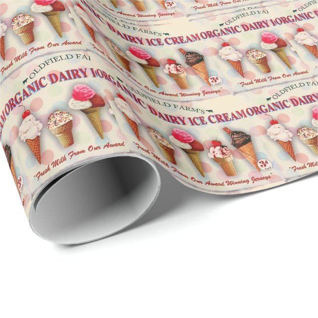 Cadeau Papier d'emballage vintage pour glaces (Coin rond)