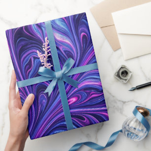 Cadeau Papier d'emballage violet abstrait à motif de nerv